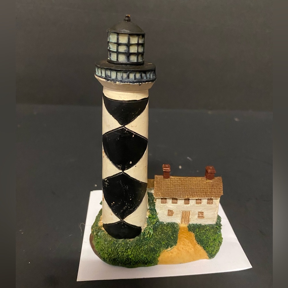 Black and White Resin  Lighthouse Figurine, Rare Tradewind Bay